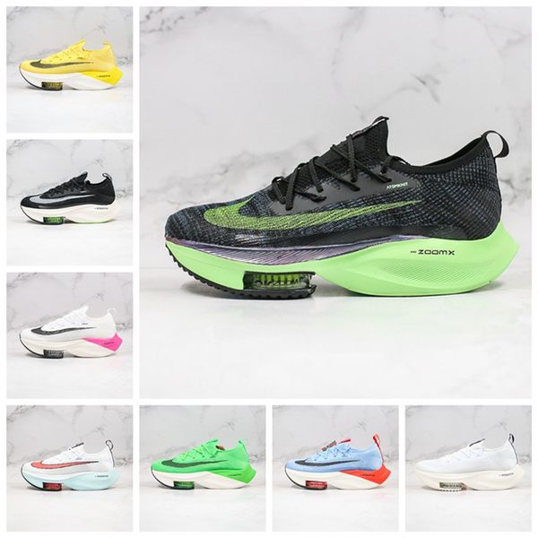 

2020 air zoom alphafly next% zoomxx volt electric green pink white mens running shoes for women breathable sneakers sports trainers, White;red