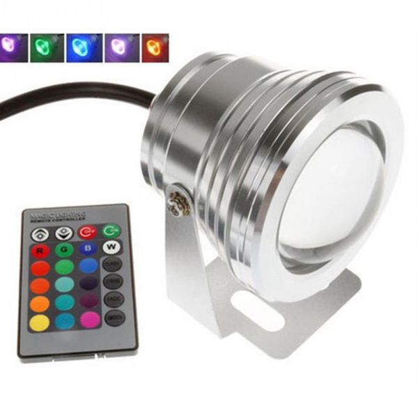 

10w 12v rgb подводный светодиодный прожектор ce / rohs ip68 950lm 16 цветов меняется с пультом дистанционного управления для украшения фонта