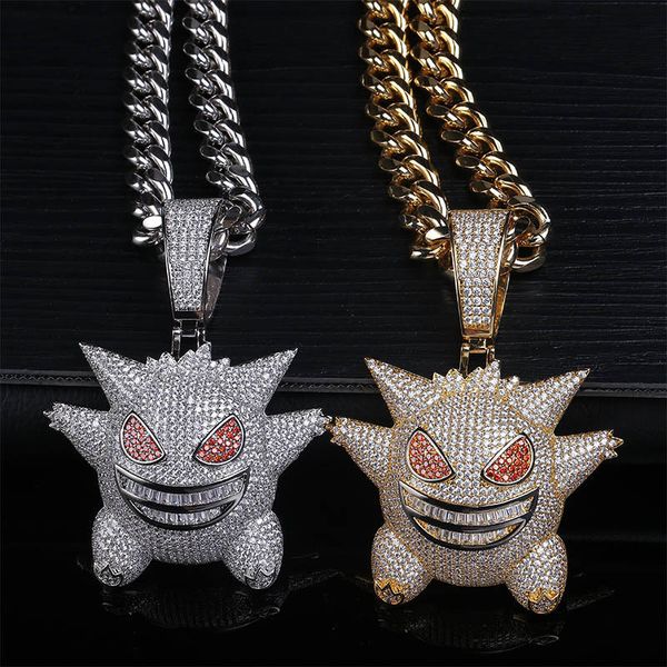 

mens hip hop necklace jewelry gold silver color full cz devil pendant necklace gifts for men women