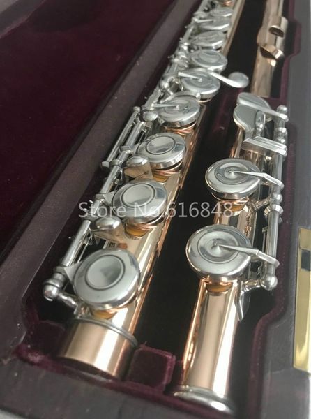 

muramatsu new gold lacquer flute 16 keys closed holes split e flute musical instrument with case