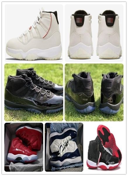 

concord platinum tint 11 prom night basketball shoes 11s space jam bred gym red midnight real carbon fiber xi sports shoes original box, Black