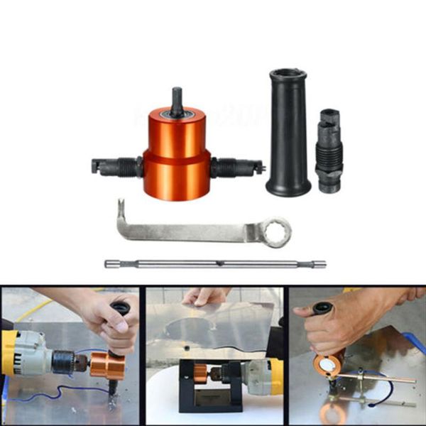 

open hole punching tool easy use durable no burrs metal sheet adjustable double headed nibbler saw repairing drill cutter kit