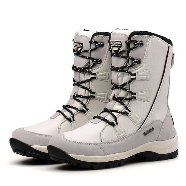 

women snow boots pu leather 2019 winter warm fur plush mid-calf boots waterproof anti-skip winter warm shoes 8j41, Black