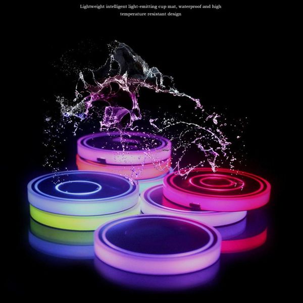 

car led light water colorful water glass light mat car atmosphere usb charging logo led