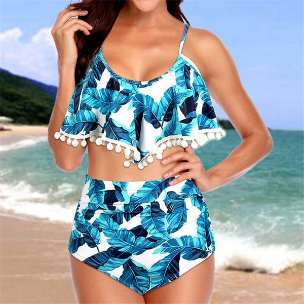 

bikini set high women's print swimwear bikini swimwear bandage tankini beach wear two piece swimwear swimming costume bikinis