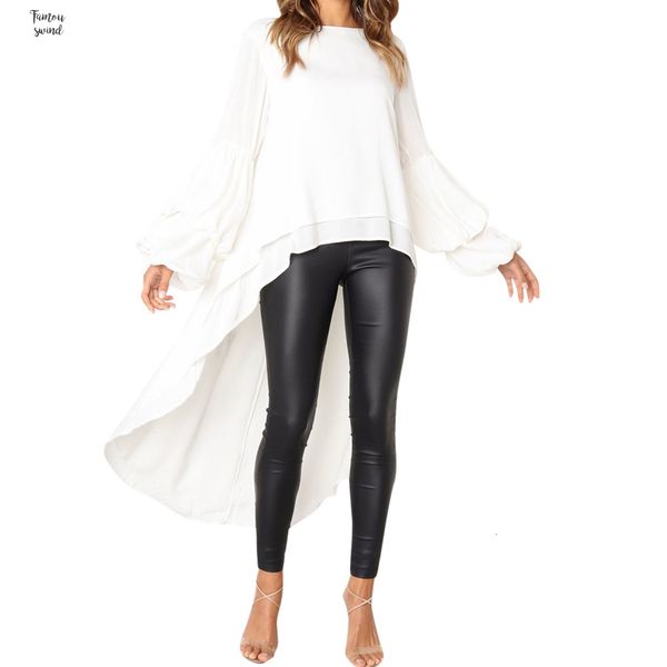 

women blouses fashion shirt shirts winter clothes irregular ruffles long sleeve female blusas tunique femme, White