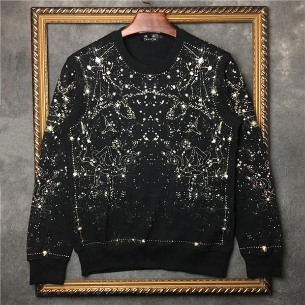 

duyou new arrival fashion sweatshirt men brand clothing starry black hoodie sweatshirt male loose cotton dy5647