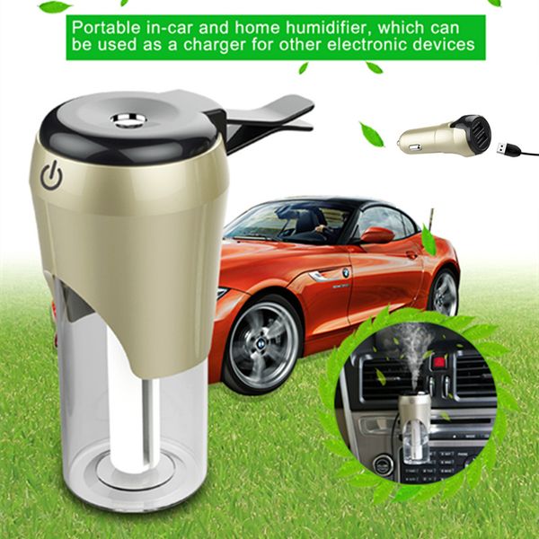 

new mini portable air humidifier for car office home essential oil diffuser usb aroma diffuser car air purifier+phone charging