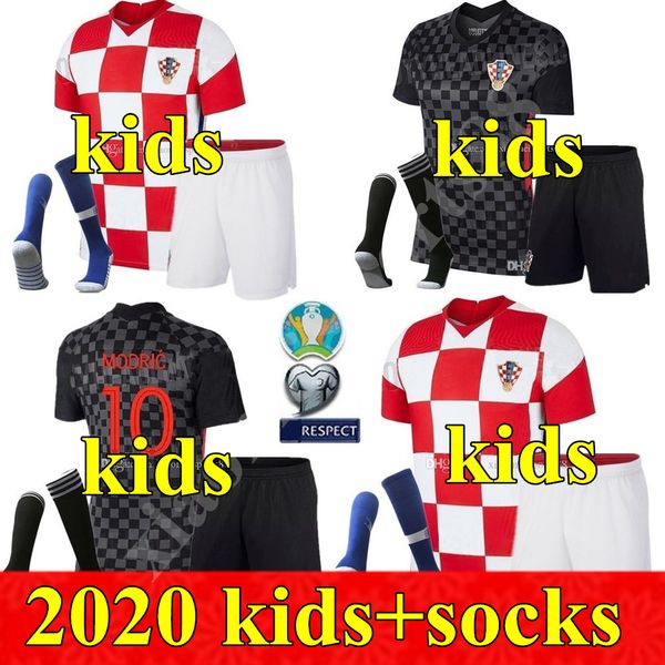 

2020 boys youth croatia soccer jerseys perisic 20 21 modric croatia mandzukic rebic kits football shirt rakitic kids kit uniforms, Black