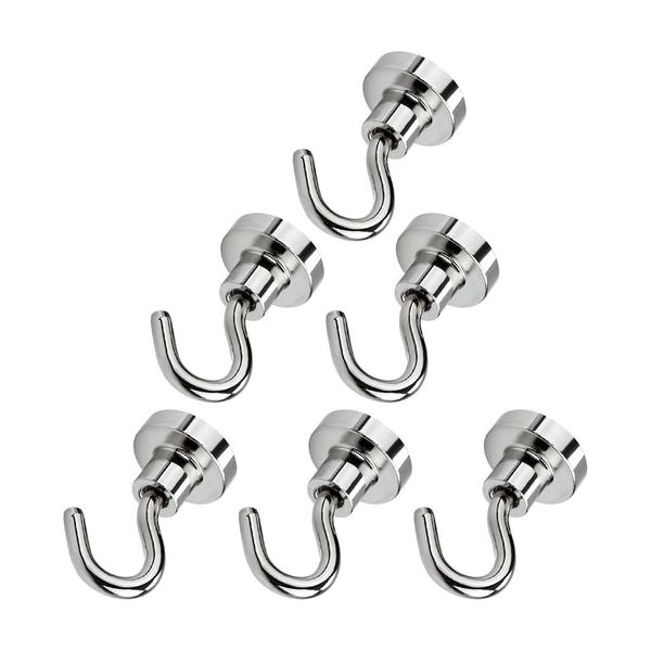 

promotion silver magnetic hooks,6x cruise hooks set for hang and add storage, powerful heavy duty neodymium magnet hook