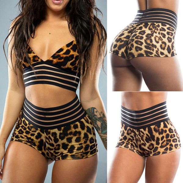 

2019 summer women leopard printed yoga shorts seamless high waist sport leggings running fitness gym short pants dropshipping, White;red