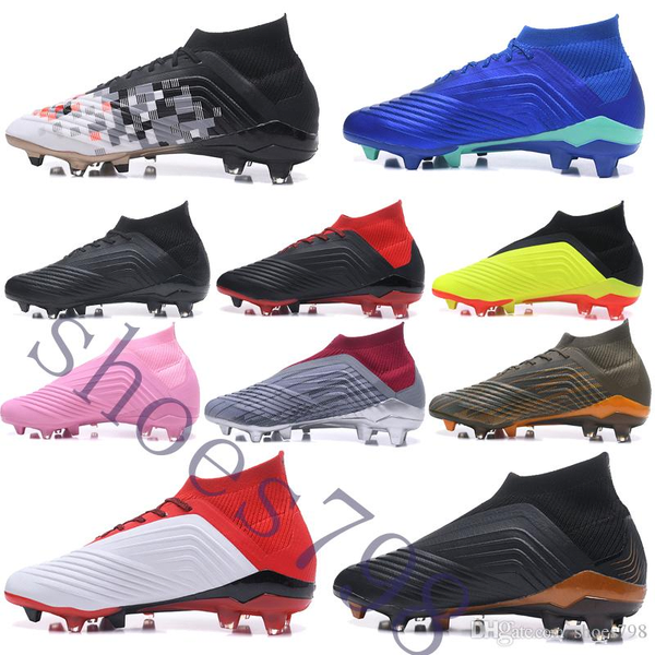 

box 2019 crampons de football cleats predator 18+ boots mens scarpe da youth fg soccer sport shoes running scarpe sneakers chaussures2fe3#