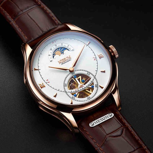 

nesun wristwatches men business machinery watch, Slivery;brown