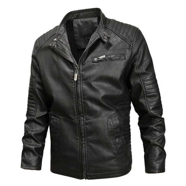 

men winter leather jacket biker motorcycle zipper long sleeve coat blouses fashion independent station size vogue, Black;brown