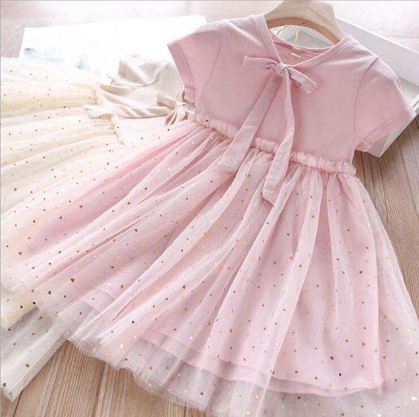 

2020 new girls patchwork dress summer cotton mesh fashion girls dresses 2-7 years ho605, Red;yellow