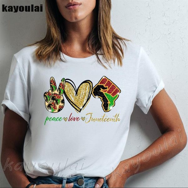 

peace love juneteenth women t shirt harajuku black lives matter shirts no justice no peace i can't breathe blakc fighting, White