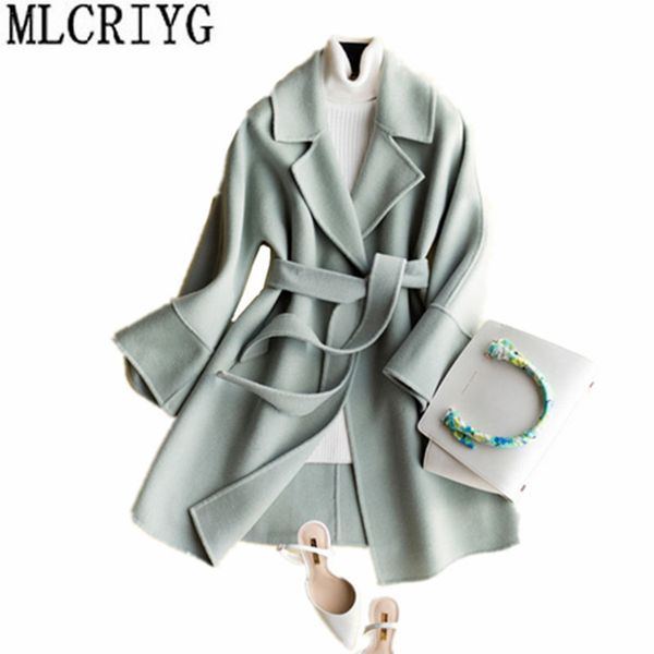 

2019 casual winter coat women 100% wool coat female spring autumn jacket double-sided cashmere women's coats abrigo mujer yq075, Black