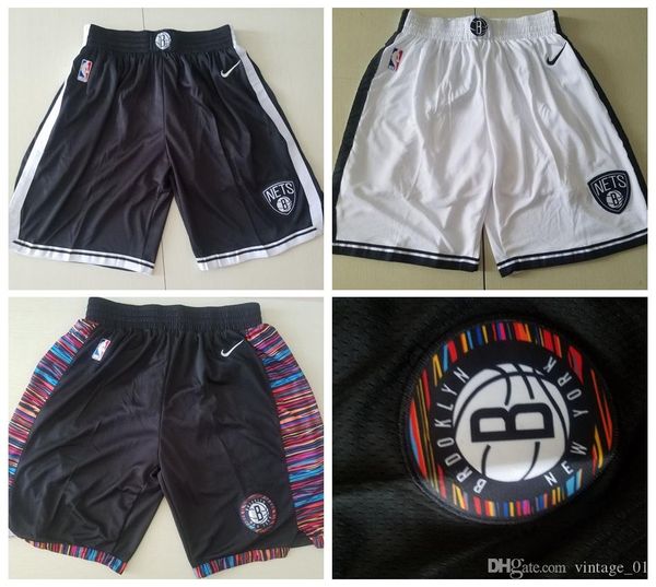 

2019 brooklyn nets men kevin durant d'angelo nba russell kyrie irving squad shorts gym fitness pantalones cortos de balonce, Black