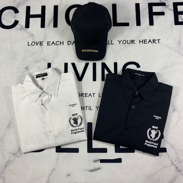 

19ss new luxurious paris brand bal shirt long sleeve fashion breathable men and women casual outdoor shirt, Gray;blue