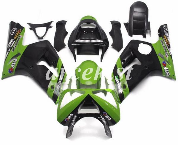 

motorcycle new abs injection full fairings kit fit for kawasaki ninja zx-6r 2003 2004 03 04 636 zx6r bodywork set custom black green