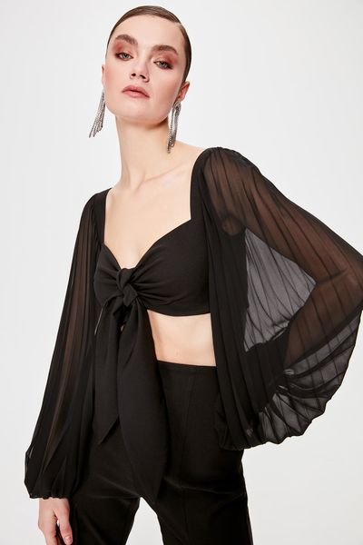 

trendyol bow detailed bustier tprss20bs0008, Black;white