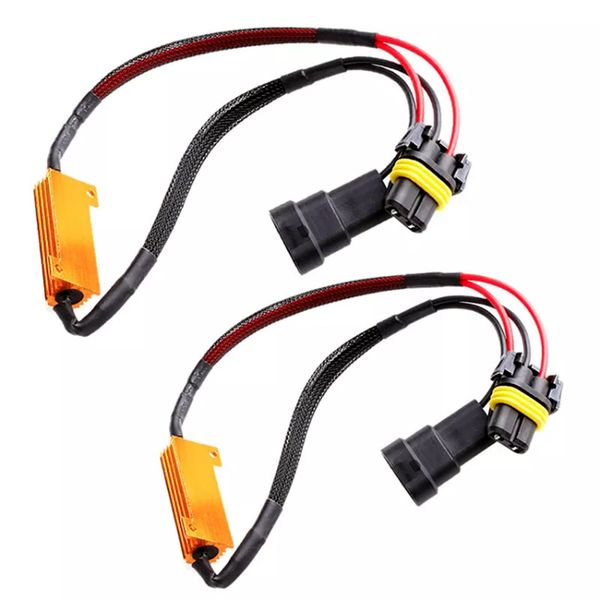

50w 12v 6rj car fog lamp decoder 9005/9006/hb3/hb4 led harness single resistance decoding wire led canbus