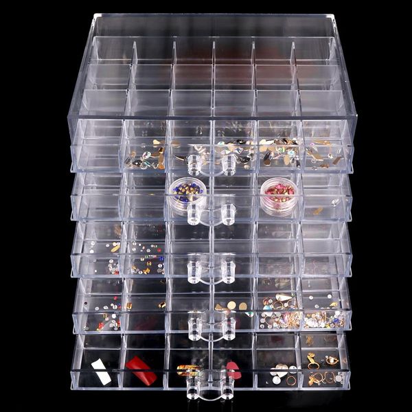 

120 slots clear nail art tools jewelry display storage box case organizer