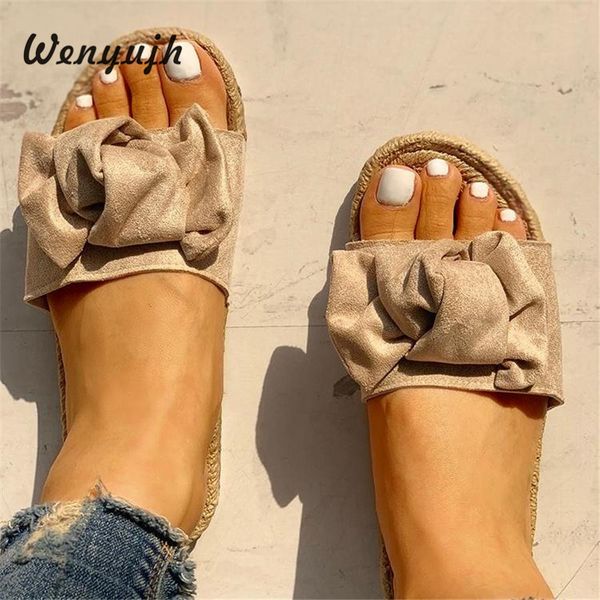 

slippers women's shoes summer bow summer sandals slipper indoor outdoor linen -flops beach shoes female fashion floral, Black