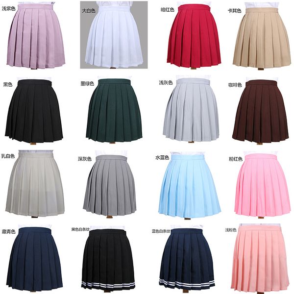 

women's skirts ladies clothing kawaii college school uniform basic multi-color skirt female korean harajuku clothing for women, Black
