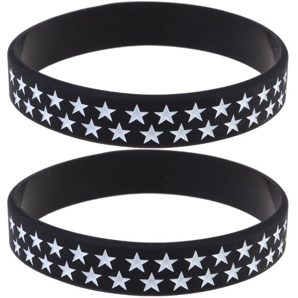 

2pcs american independence day memorial wristband flag wristband presidential election cheer bracelet for woman man adults kids, Black;blue