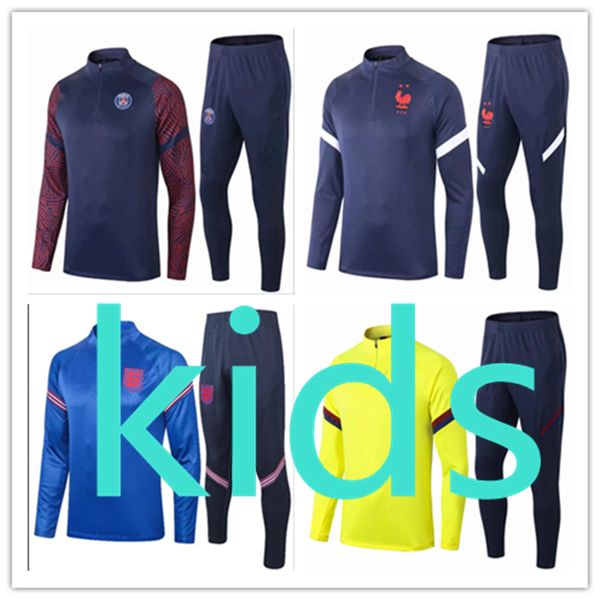 

kids france ajax 2020 2021 psg soccer football tracksuit training camisetas de madrid real england liverpool tracksuits barcelona juvent, Black