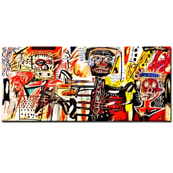 

va. handpainted jean michel basquiat "philistines" abstract graffiti art oil painting on canvas wall art home deco a65