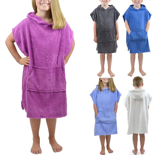 

toddler boys&girls solid hooded flannel bathrobes towel night-gown sleepwear, Blue;red