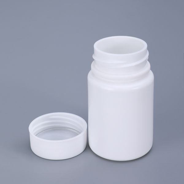 50 ml leere Pillenflaschen aus HDPE-Kunststoff mit Schraubverschluss, Medikamentenverpackungsbehälter für Kapseln, Großhandel mit festen Wirkstoffen