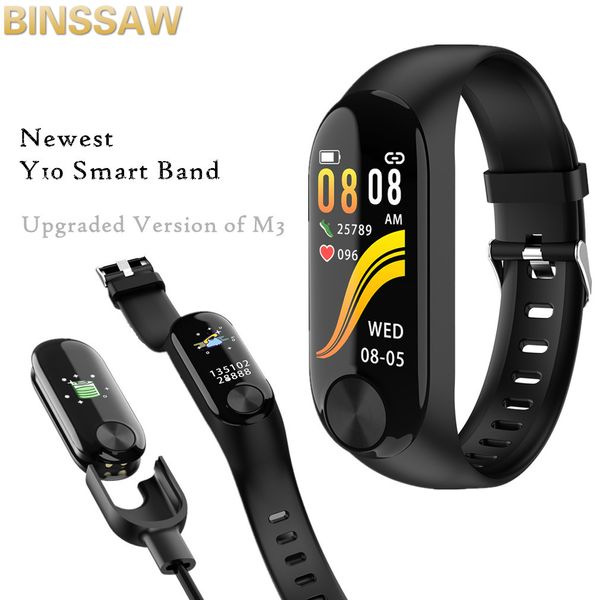 

binssaw y10 smart armband farbe bildschirm 85 mah herz rate blutdruck monitor armband info erinnerung smart vs m3 + box, Slivery;brown