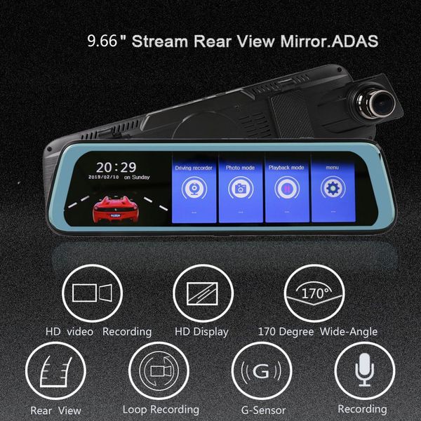 

new xh930 4g adas car dvr camera 10"android stream media rear view mirror fhd 1080p wifi gps dash cam registrar video recorder