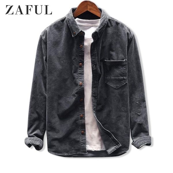 

zaful men's jacket solid color corduroy shirt front pocket decor jacket boys button up turn-down collar casual, Black;brown