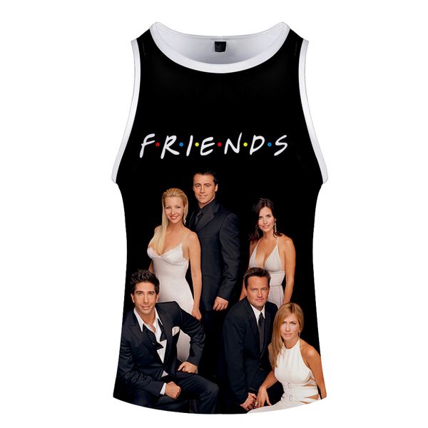 

new friends tv 3d tank men' sports summer ventilation tank friends printing round neck sleeveless casual vest, White;black