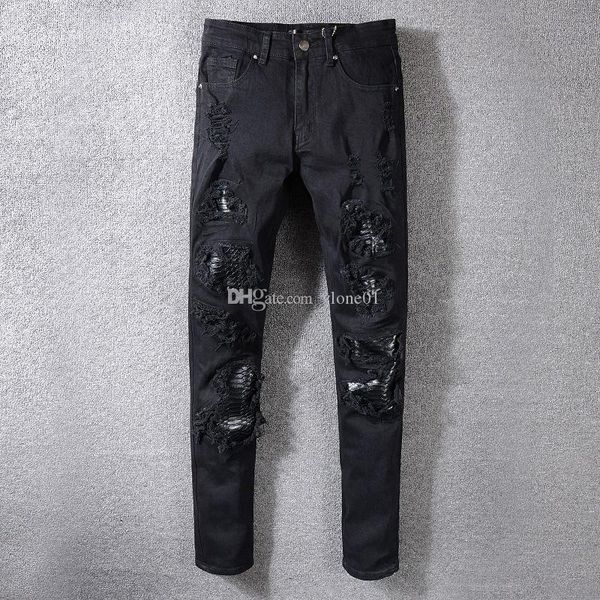 

модные мужские дизайнерские брюки модный бренд мужские уличные джинсы дизайнерские мужские тонкие джинсовые брюки на молнии, Blue