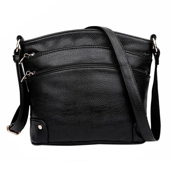 

aibkhk новые простые кожаные crossbody сумки для женщин сумки посыльного сумки женщины известные бренды три молнии плеча сумку
