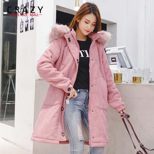

2018 new women plus size -5xl parkas outerwear coats with hood long winter warm parkas cotton jackets coffee color, Black