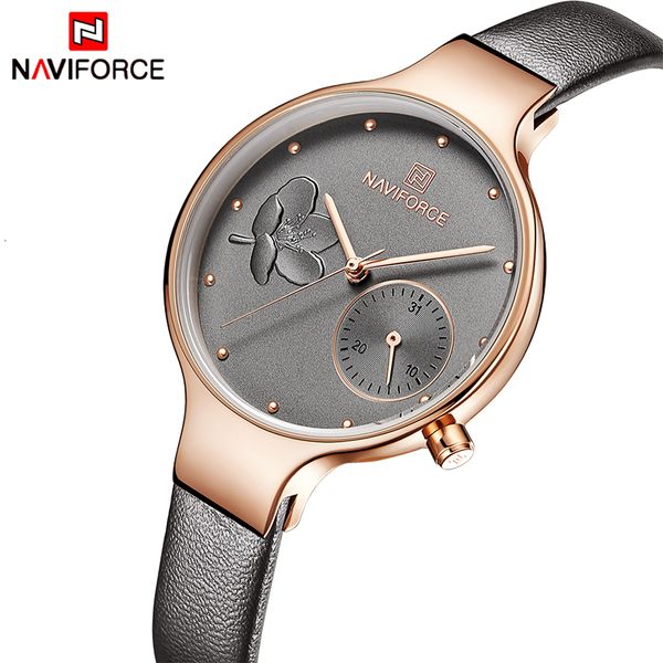 

naviforce women watches brand luxury fashion female quartz wrist watch ladies leather waterproof clock girl relogio feminino ly191206, Slivery;brown