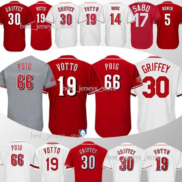 

Yasiel 66 Puig Baseball Jerseys Joey 19 Votto 17 Sabo Barry 11 Larkin jersey 2019 Top MEN