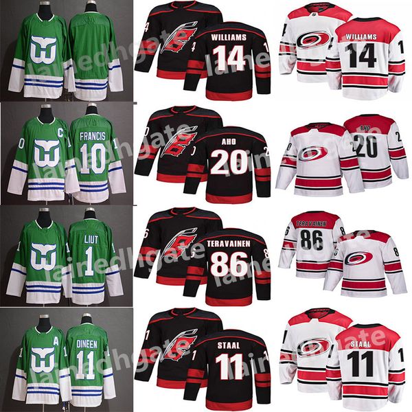 

2018-2019 season carolina hurricanes20 sebastian aho 14 justin williams 86 teuvo teravainen 11 staal hockey jerseys men all stitched jerseys, Black;red