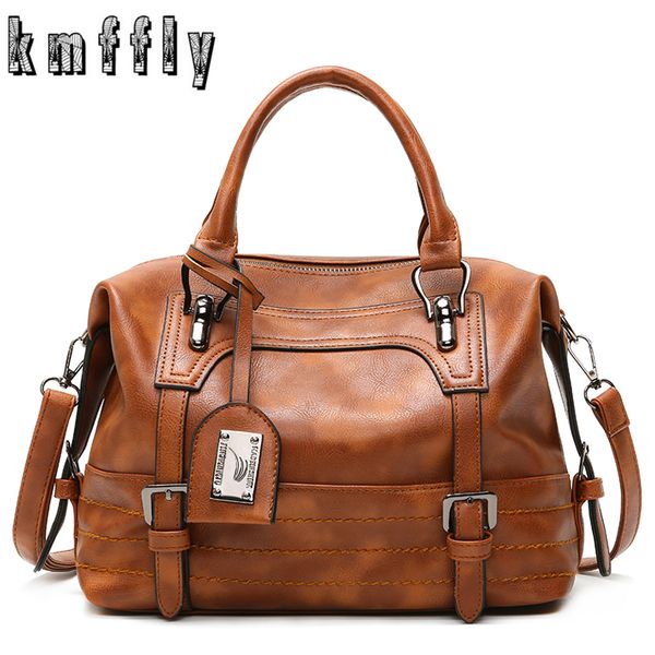 

kmffly luxury vintage handbags for women leather shoulder bag female famous brand simple casual tote bag sac femme handbag 2019 y190620