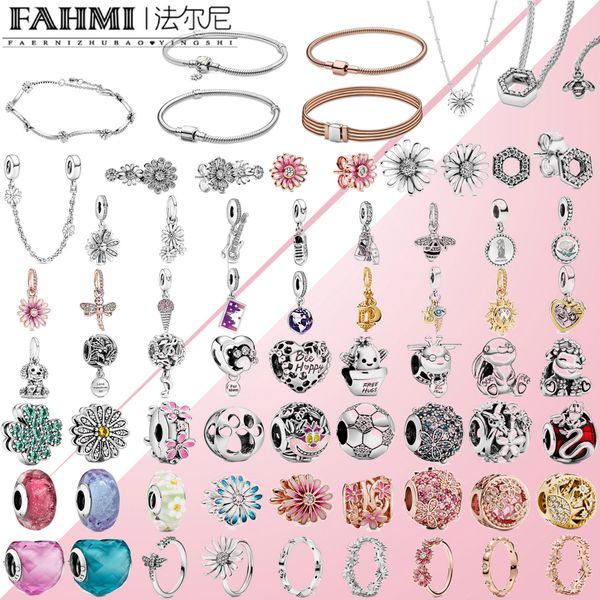 

fahmi 2020 spring style new 100% 925 silver 925 original flower reflexions daisy cactus bee charms bracelet ring women jewelry