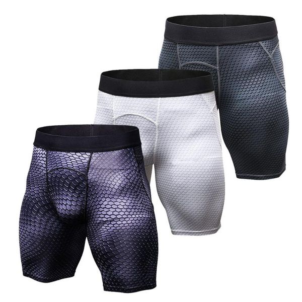 

3pcs men compression shorts fitness cycling quick drying breathable gym workout running sports underwear exercise sportswear, White;black