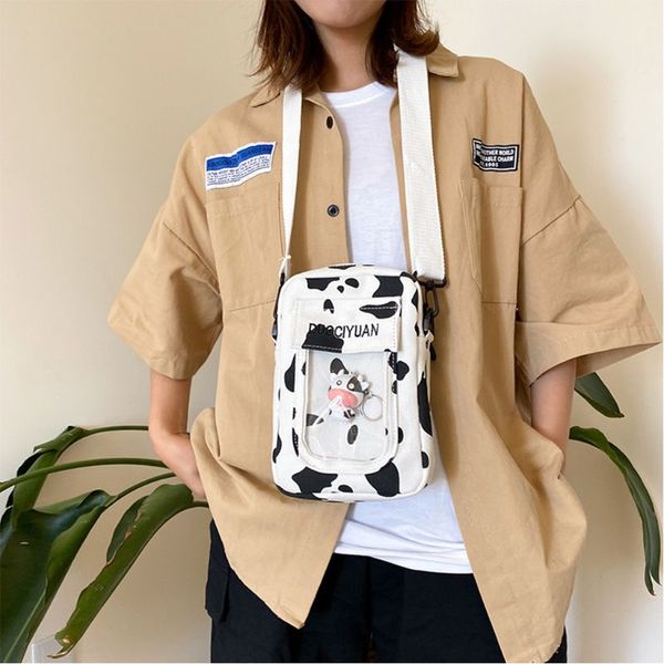 

women girls cartoon cow print shoulder crossbody bag lady tote satchel purse