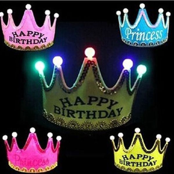 

косплей короля принцессы корона партии шляпы led с днем рождения cap светящийся led рождество hat красочные игристые headgear