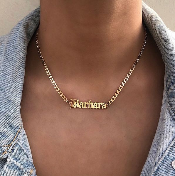 Personalisierte Namensketten für Männer, Frauen, Jungen, personalisierte Namensschild-Halskette mit kubanischer Kette, Hip-Hop-Schmuck, Geschenke, vergoldeter Edelstahl